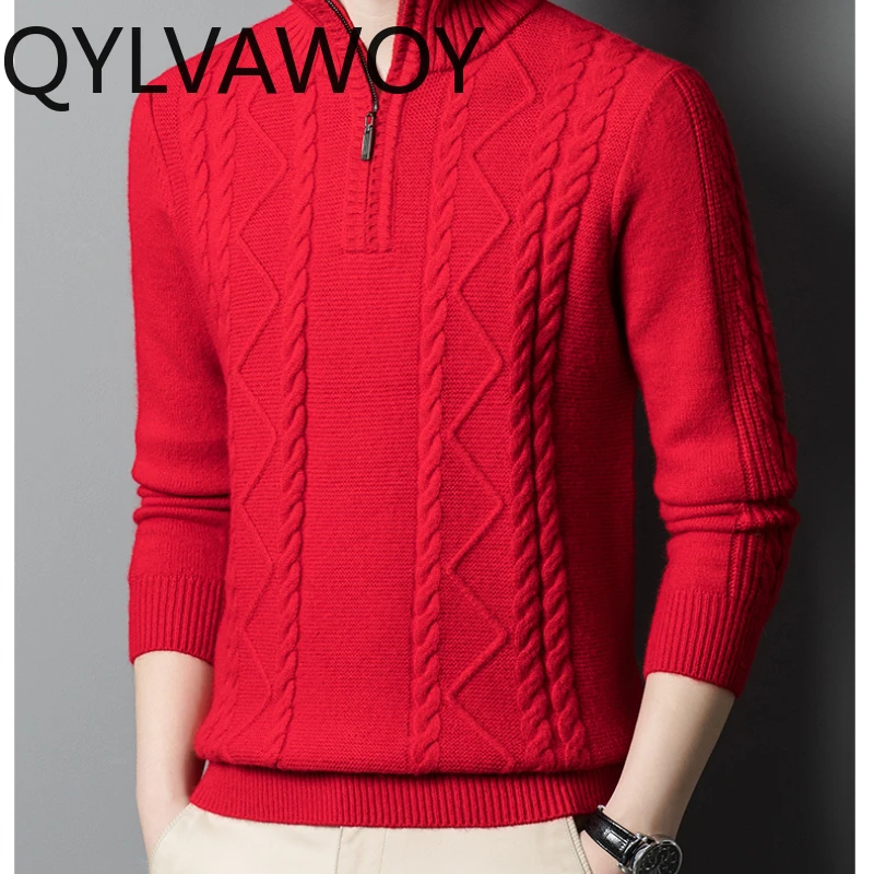 

QYLVAWOY Wool Sweaters Casual Mens Tops Warm Pullover Men Loose Fit Autumn Winter Clothes Knitted Sweater 2024 Sueter Masculino