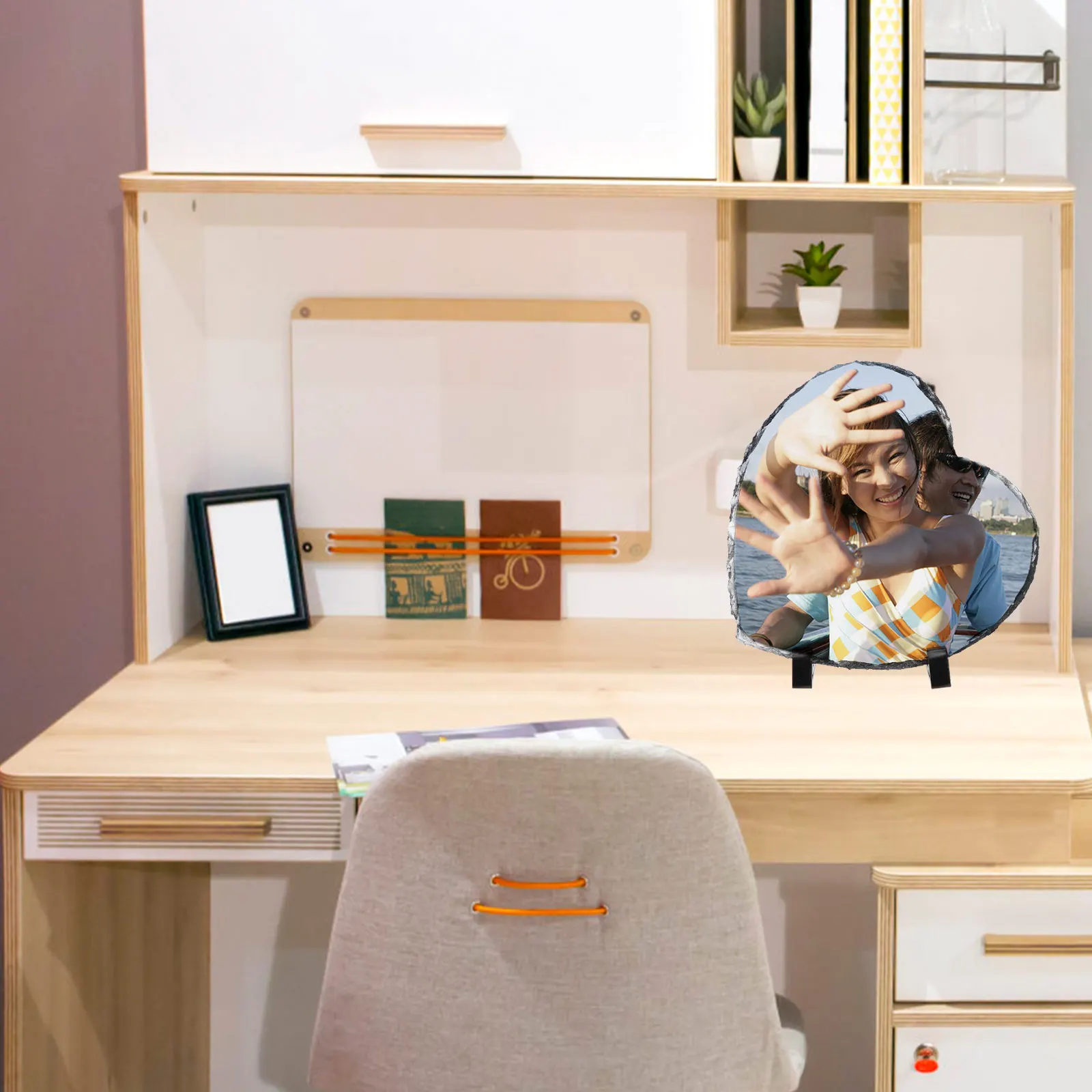 

1 set Heart-Shaped Blank Photo Frame Natural Stone Sublimation Picture Plaque For Desktop Personalized Gift Heat Transfer Frame