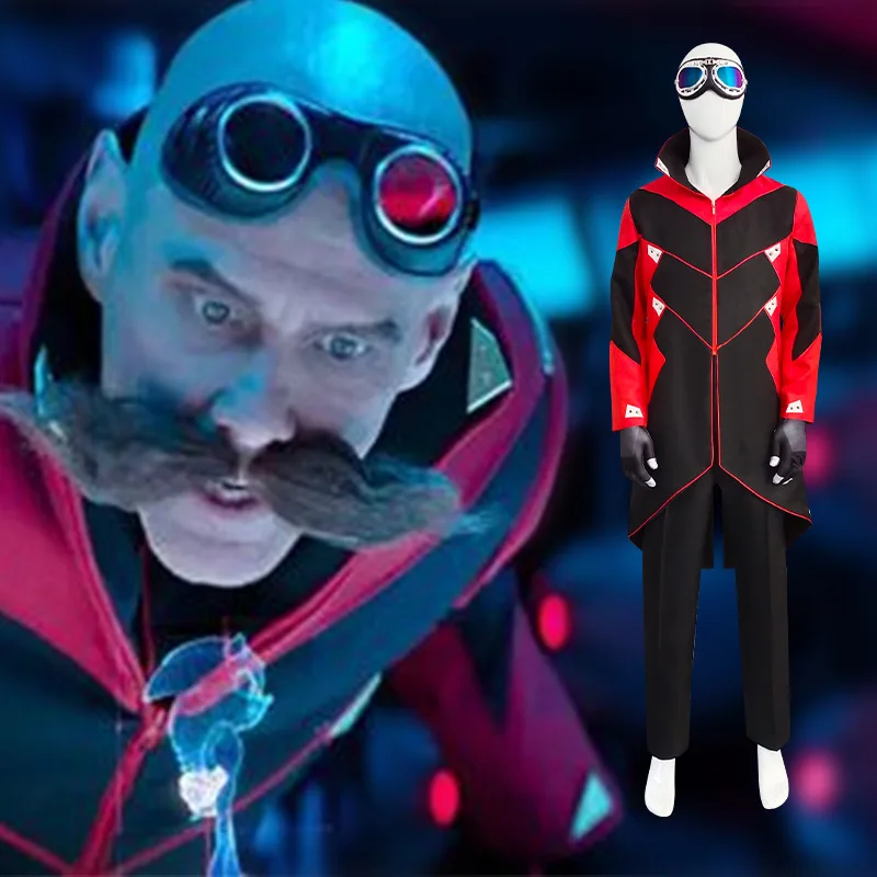 ภาพยนตร์ Dr. eggman ชุดคอสเพลย์ผู้หญิงอะนิเมะเม่น2โค้ท Ivo robotnik cos DR eggman เสื้อผ้าแว่นตาฮาโลวีนสำหรับผู้ชายผู้หญิงปาร์ตี้