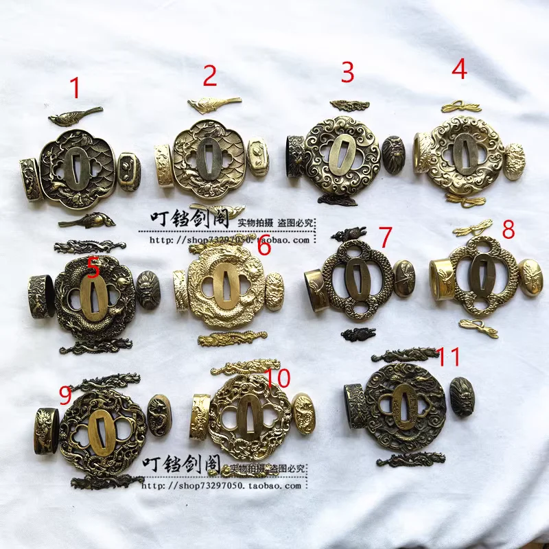 

Quality Set of Brass Copper Katana Sword Tsuka Accessories Tsuba Fushi Kashira Menuki