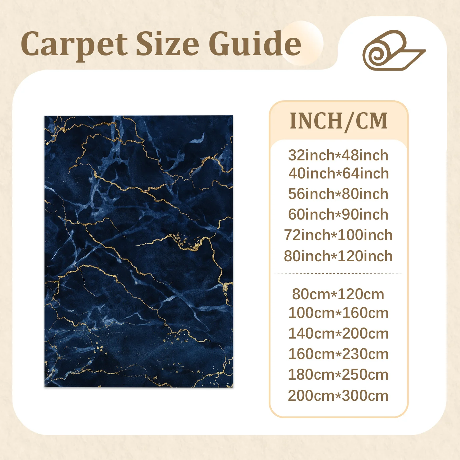 Large Indoor Area Rug, Soft Velvet Low Pile Non-Slip Machine Washable Navy Gold Marble Pattern Floor Rug for Living Room Bedroom, Elegant Modern Home Decor with Blue Gold Vein Design to Elevate Any Room