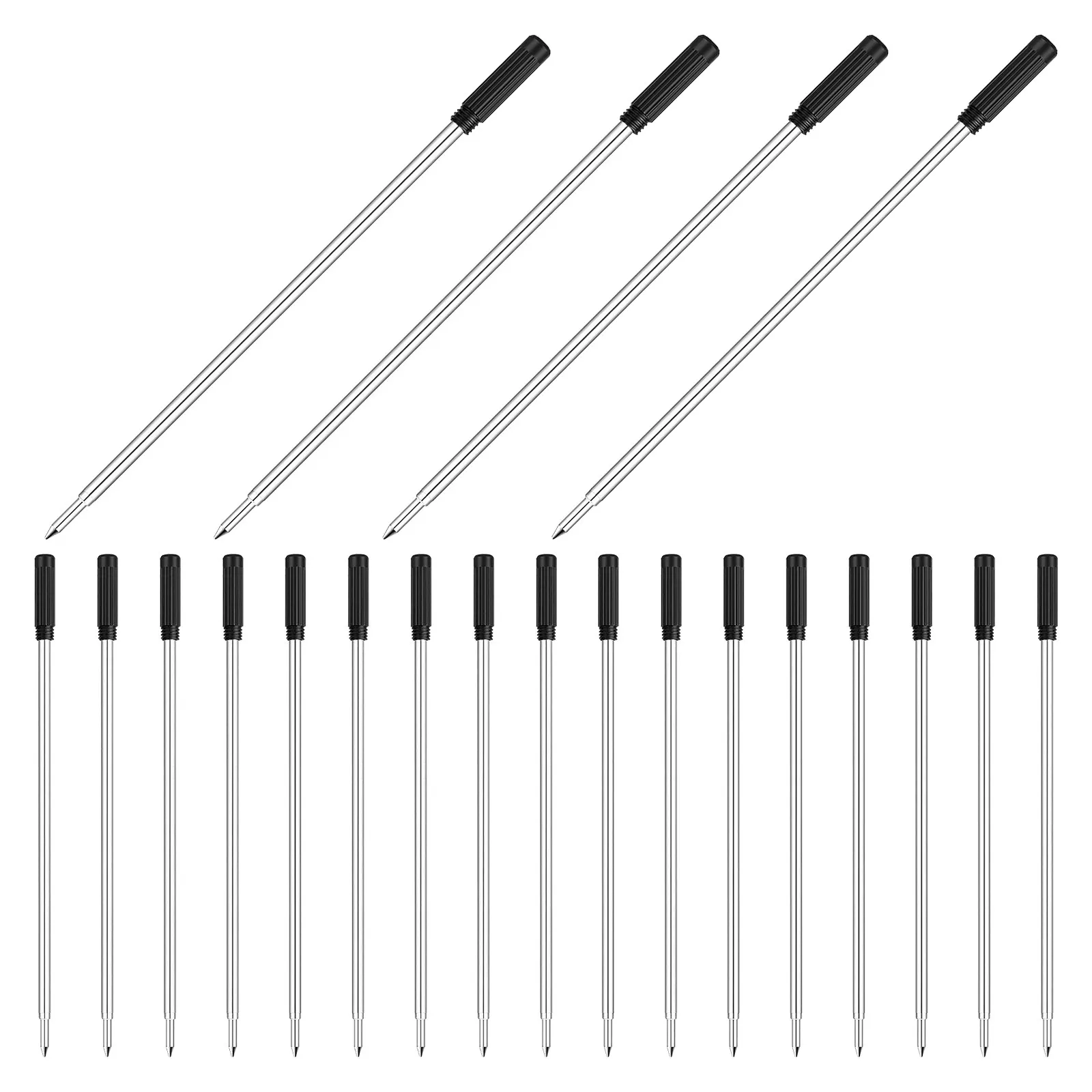 200Pcs Black Metal Ballpoint Pen Refills 1.0mm Medium Engineered Slim Fit Sturdy Durability Wide Compatibility