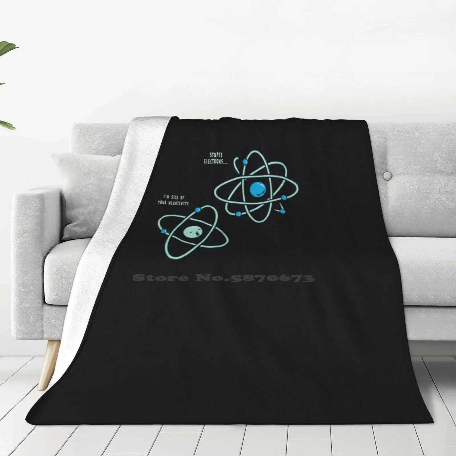 Negative Atom New Arrival Fashion Leisure Warm Flannel Blanket Geeky Bootsboots Atoms Electrons Ions Science Chemistry Elements