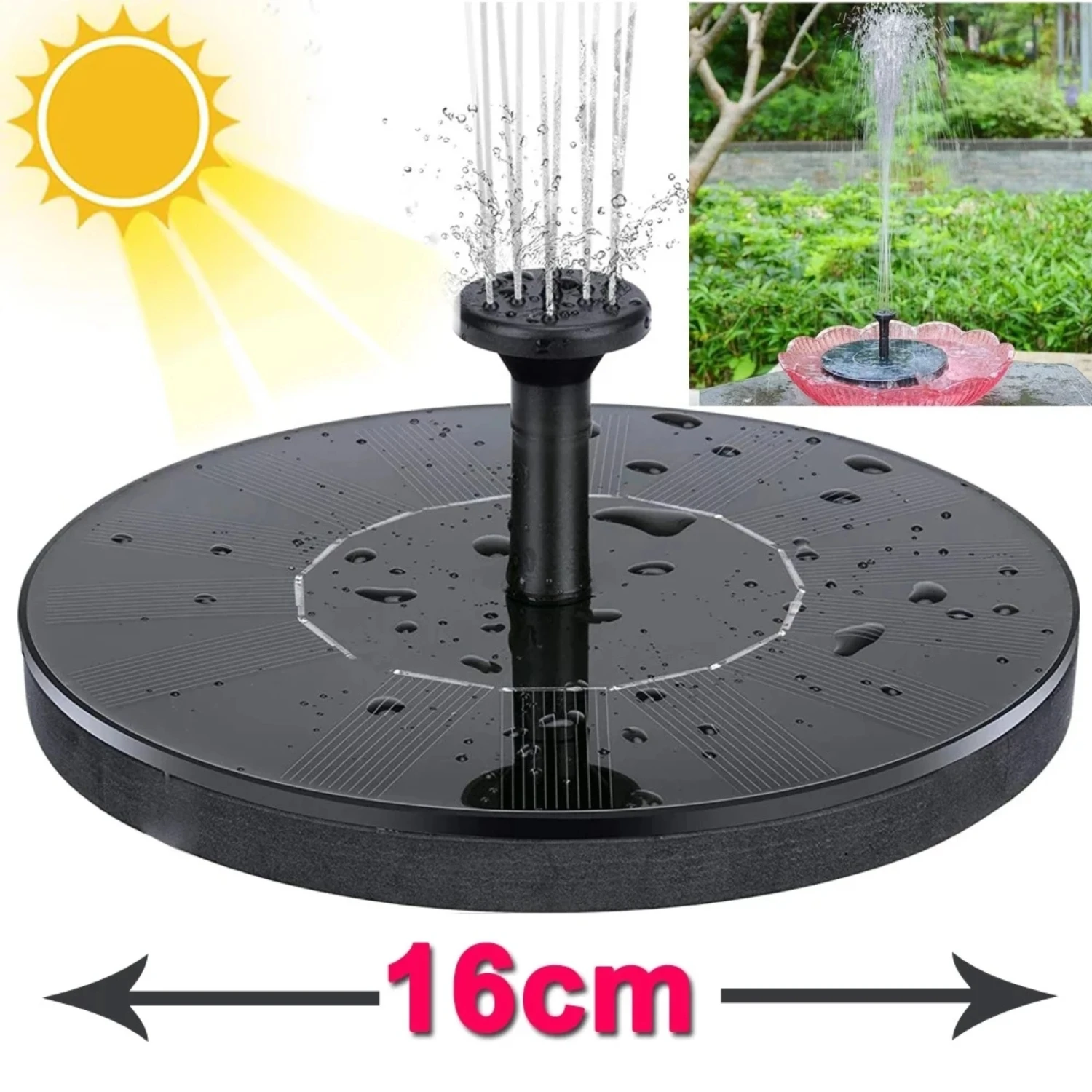 Solar Power Water Fountain  Solar Fontein Bird Fountain Water Floating Fountain Pond Garden Patio Decor Lawn Decoration 16cm