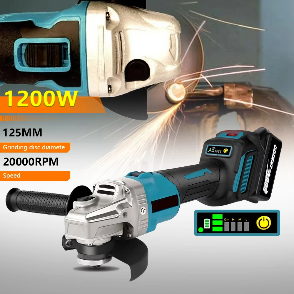 

125mm Brushless Angle Grinder Cordless Electric Angle Grinder Power Tool Polishing Cutting Machine for Makita 18V Battery