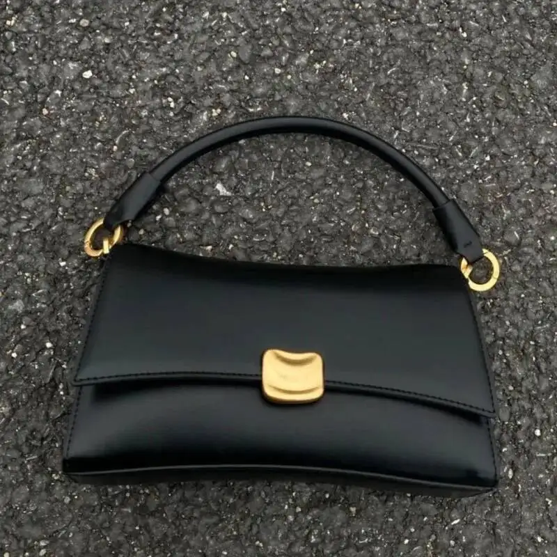 Bloom Retro Black Underarm Purses Women Hot Girls Pu Leather Shoulder Bags Handbag Female High Street Elegant Hand Bag New