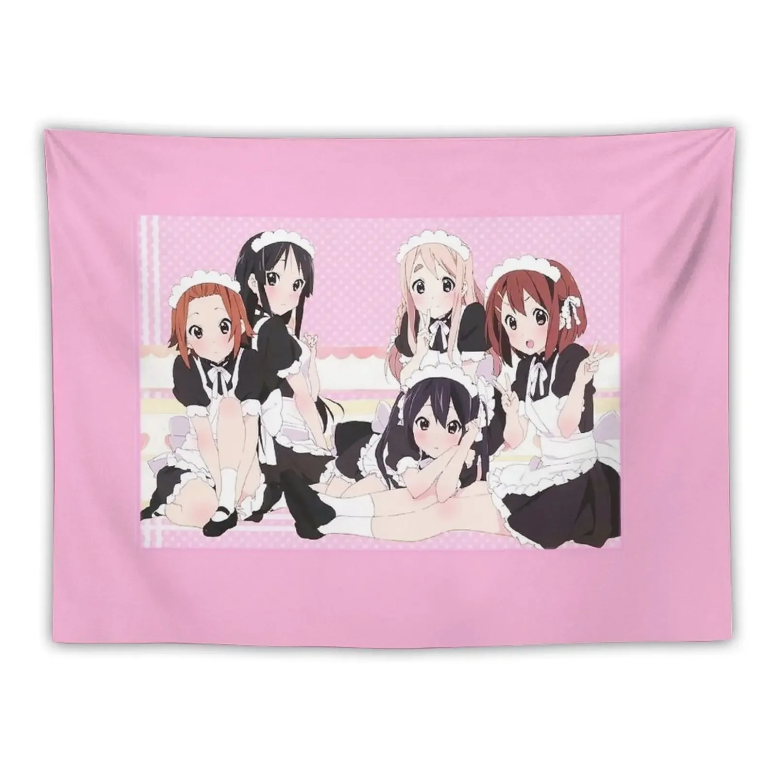 Sweet Pink K-on! Maid Print Tapestry Aesthetic Room Decors Wall Decoration Carpet On The Wall Tapestry