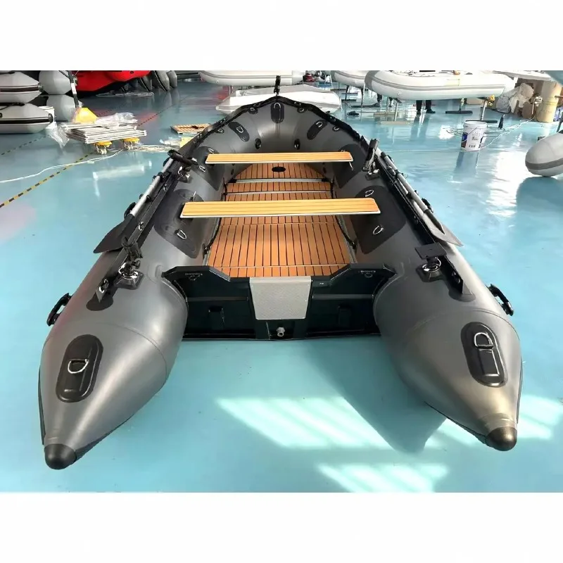 

Reachsea 1.2mm PVC Aluminum Deck 8 People 420cm Black & Dark Grey Color Inflatable Raft Best with Motor for Sale