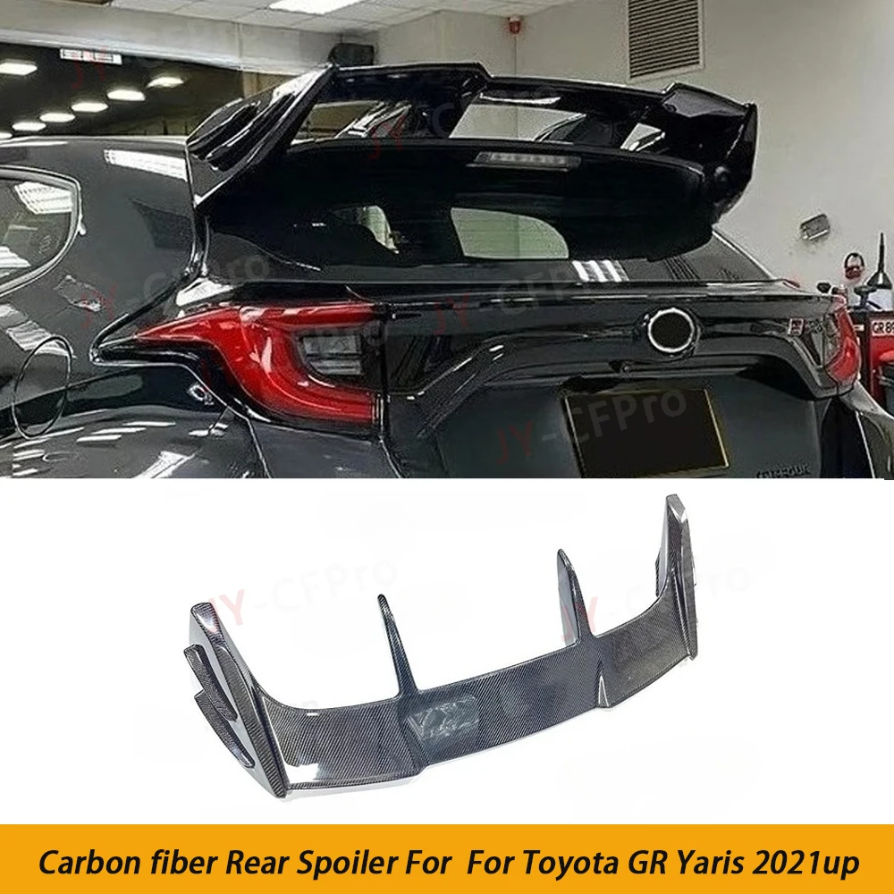 سبويلر خلفي عالي الجودة من ألياف الكربون الحقيقية FRP سبويلر خلفي للسقف جناح خلفي T نمط ملحقات السيارة لسيارة Toyota GR Yaris 2021up #1
