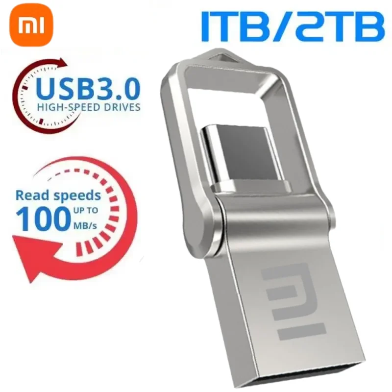 Xiaomi 2TB USB Flash Drives 1TB Metal Real Capacity Pen Drive High Speed Flash Memory Black Gift Storage Pendrive For PC Phone