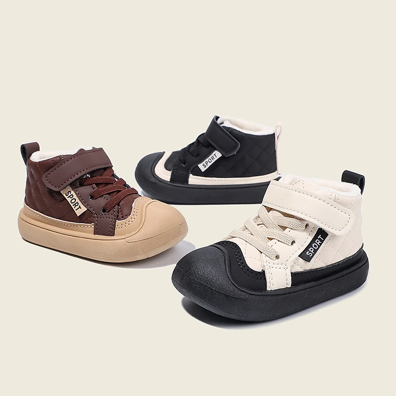 

2025 Children's Winter New Fashion Shoes for Boys Soft Bottom Casual Comfortable Shoes for Girls High Top Board Shoes