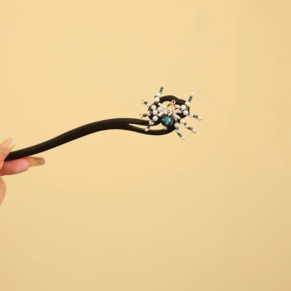 

Temperament Tassel New Chinese Style Hair Clip Pearl Red Wooden Hair Stick Retro Flower Horse Face Skirt Headwear Hair Chopstick