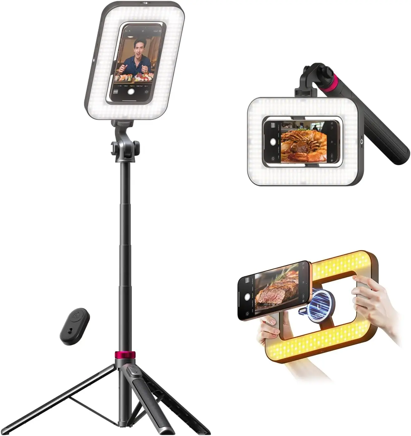 Portable Ring Light Tripod for iPhone with Stand, 6000mAh Magnetic Holder for Video Recording, Vlogging