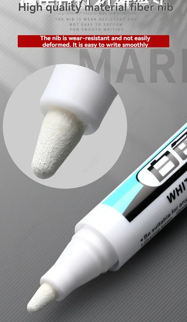 1/10/20 Stück weiße Permanentmarker-Set, 0,7/1,0/45 mm Marker, Farbstift, Tinte für Kunststoff, Leder, Glas, Stein, Metall, Kunstbedarf – Detail 7