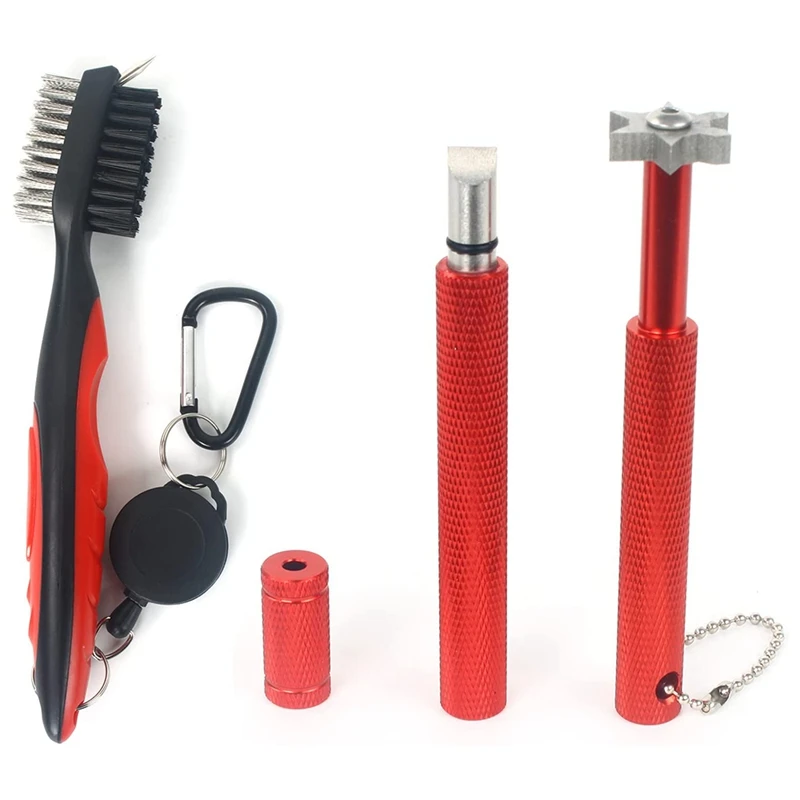 

Golf Clean Tool Set,Retractable Golf Club Brush And 2 Golf Club Groove Sharpeners,For U &V Grooves,Golf Brush Tool