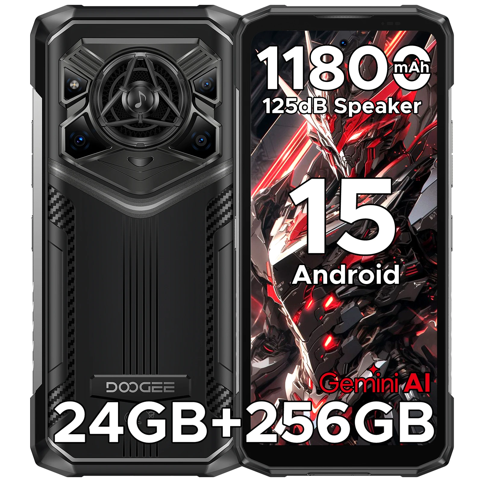 DOOGEE Blade20 Pro Telefono Robusto 125dB Altoparlante Gemini AI 11800mAh Batteria 6.6 ''Display Android 15 Versione Globale Smartphone NFC