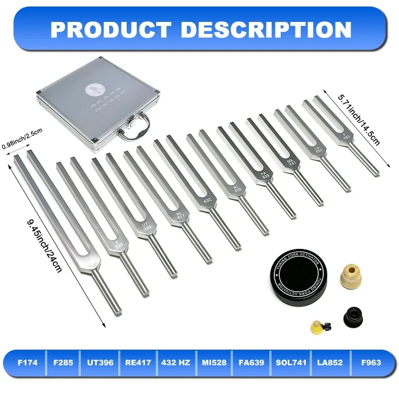 Aluminum Alloy Tuning Fork with Box Diapason Portable Tuning Forks Set Yoga Sound Therapy Forks Musical Instrument Percussion