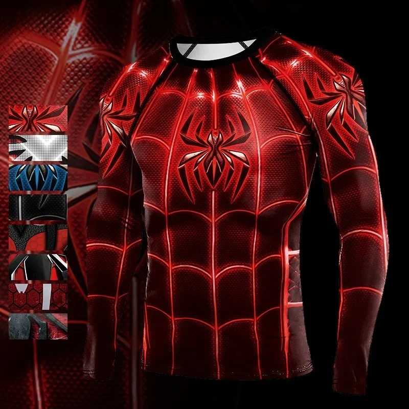 

Men's Movie-Inspired Superhero Cosplay Fitness Outfit - 3D Digital Print Spider Web Gym Wear | Hero Cos Costume for Workouts