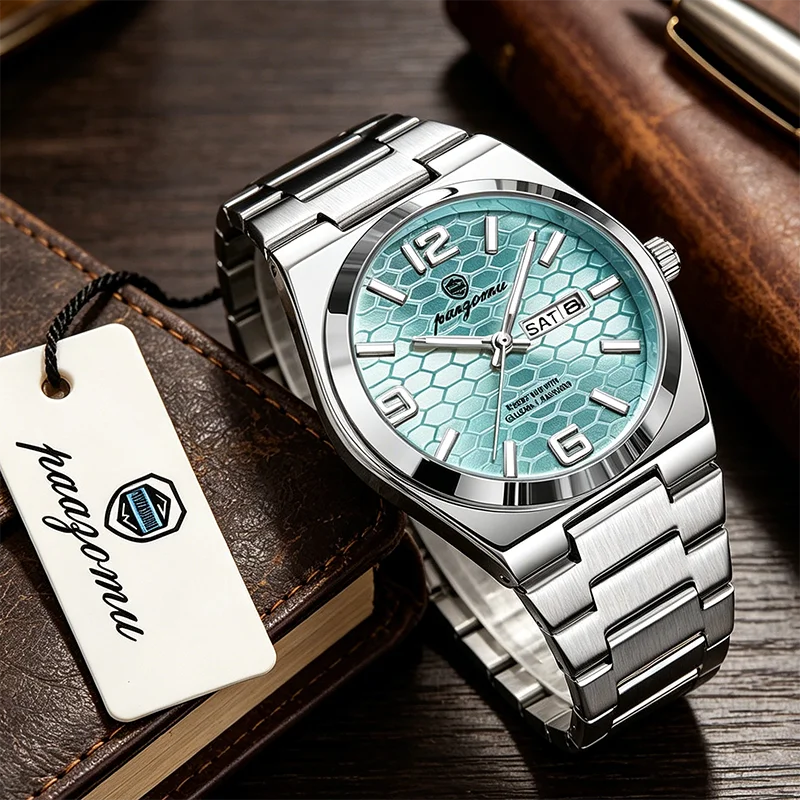 

PAAZOMU Top Brand Waterproof Luminous Calendar Stainless Steel Men's Square Watch Hot Selling Fashion Trend Business QuartzWatch