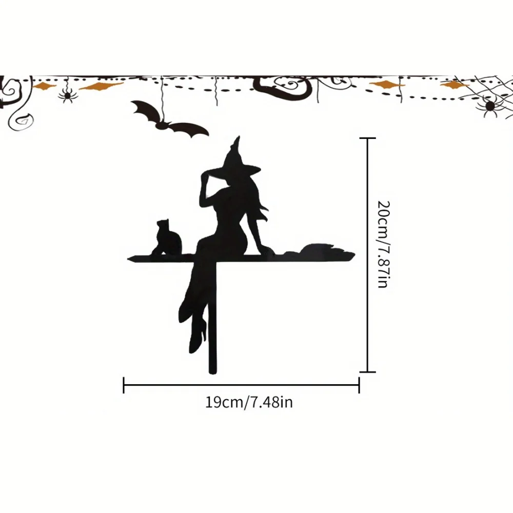 Halloween Black Cat Witch Acrylic Corner Sign Spooky Door Decor For Indoor and Outdoor Use