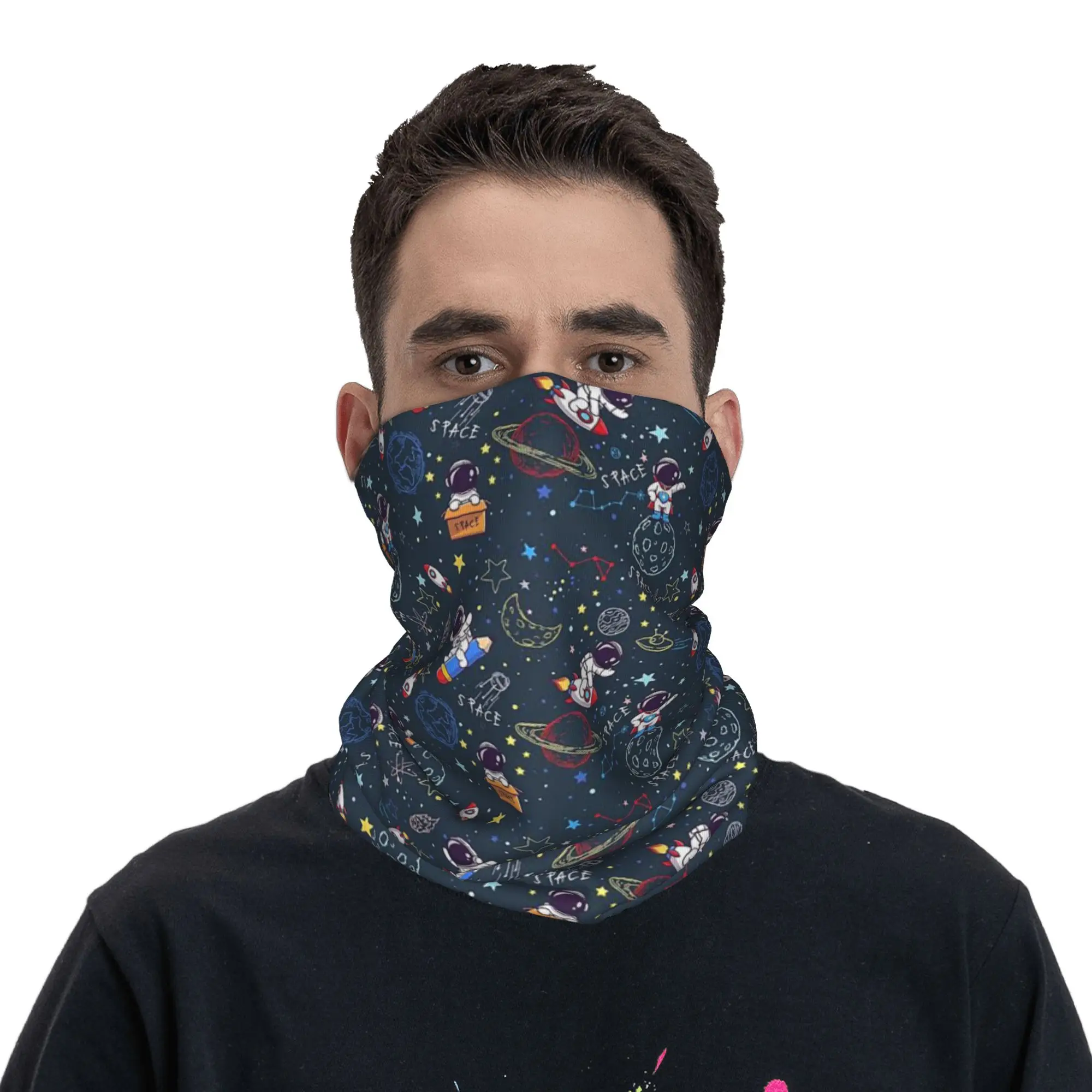 

Astronaut Outer Space Travel Bandana Neck Gaiter Printed Face Scarf Headwear Riding Unisex Adult Windproof
