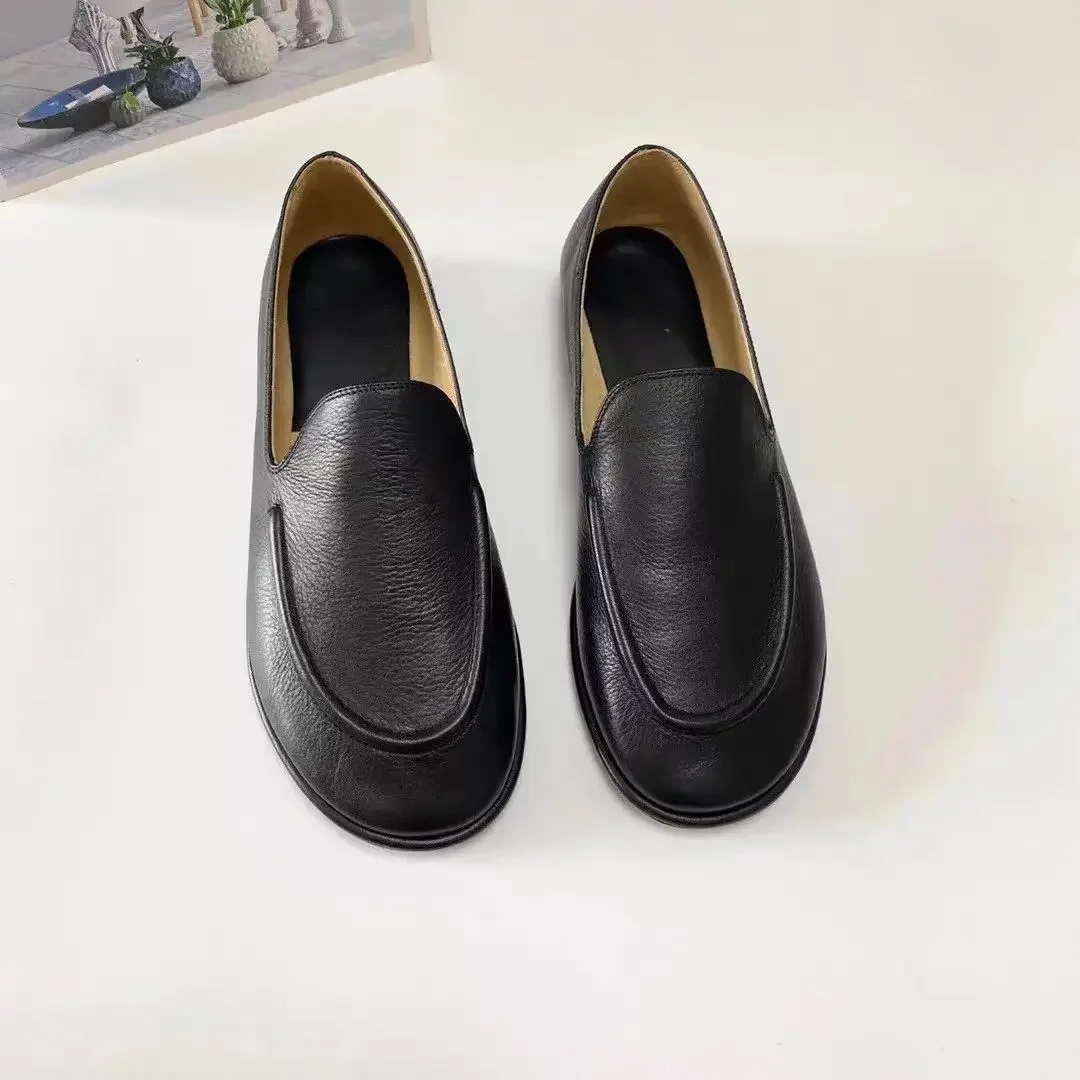 Mocassim de couro macio slip-on para mulheres, sapatos casuais confortáveis, alta qualidade