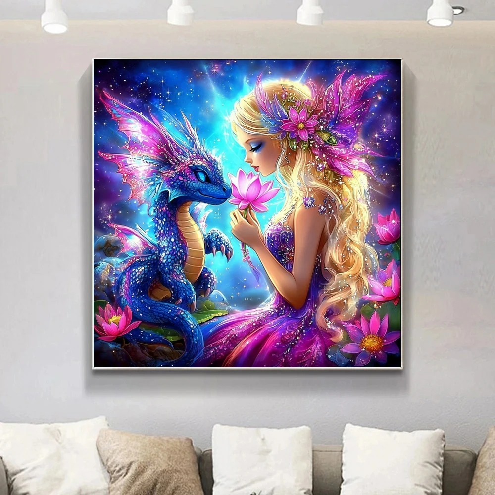 Elfenporträt Diamantmalerei Dinosaurier Vollrund-Bohrer Mosaik 5D DIY Stickerei Tier-Handarbeiten für Erwachsene Heimdekoration Geschenk