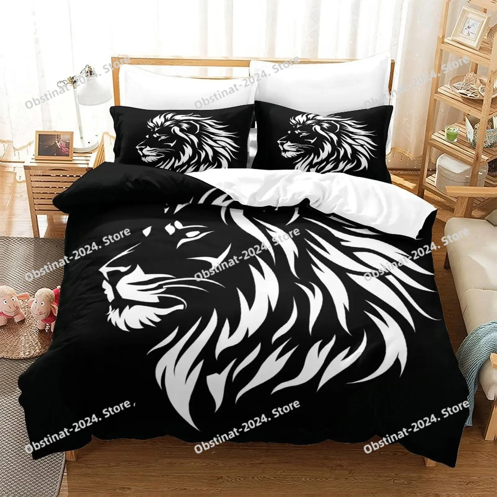 

Lion Duvet Cover Set King Size Wild Animal Pattern Bedding Set Decorative Comforter Covers Wildlife Theme Quilt Cover For Teens