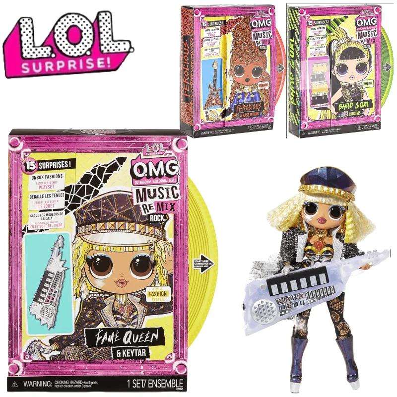 L.O.L. Surprise! OMG Remix Rock BHAD GIRL Fame Queen FEROCIOUS Fashion Doll with 15 Surprises Accessories Girl Toys gift