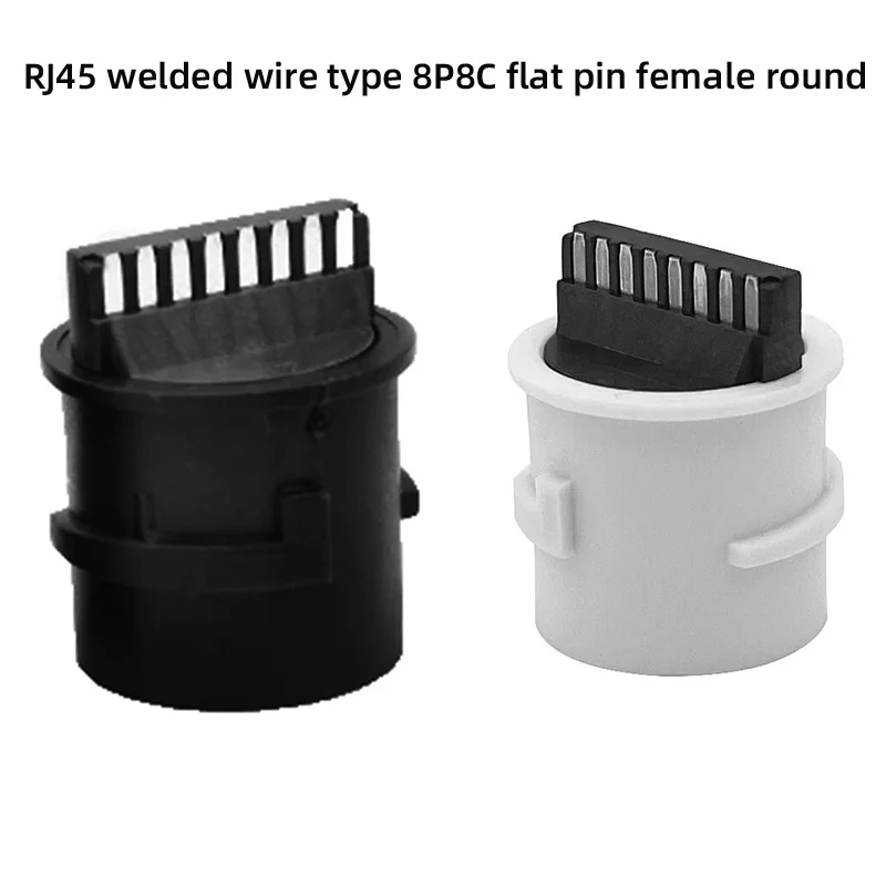 

10PCS All-plastic round waterproof cable Network port RJ45 connector Welded wire 8P8C Suitable for security cameras