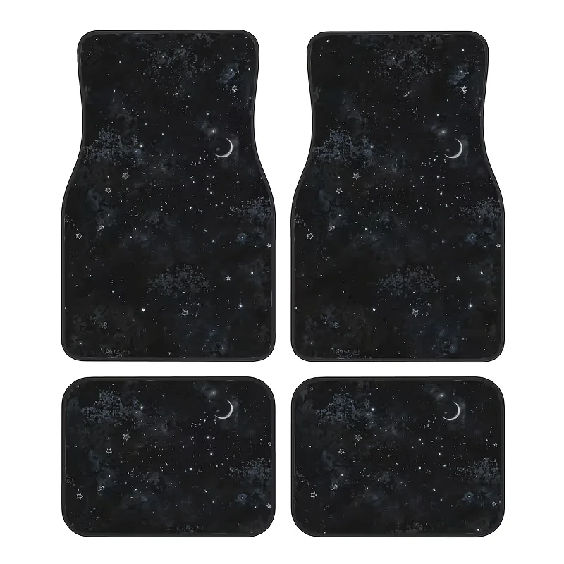 4pcs Car Floor Mat Set - 2D Creative Pattern - Dark Starry Sky Design - Universal Fit, Easy To Clean, Complete Interior Accessor