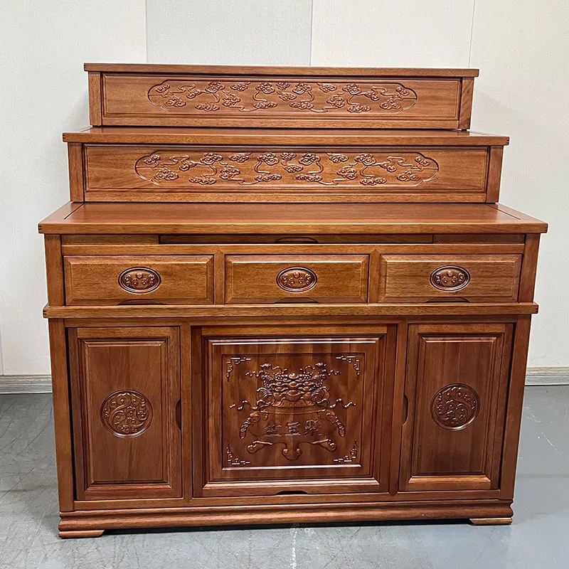 HT  litang confession table, three-layer   statue display cabinet and immortal integrated cabinet, incense altar, land god
