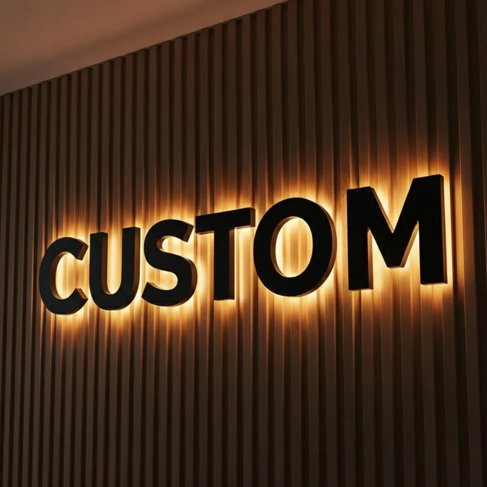 

Custom 3D Luxury LED Luminous Acrylic Metal Wall Letters Commercial Business Signboard for Cafe Bar Logo Advertising Wall Decor