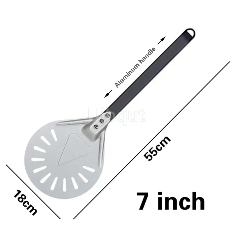 Petite palette à Pizza tournante, outil rond court, manche en bois antidérapant, pelle à Pizza perfo