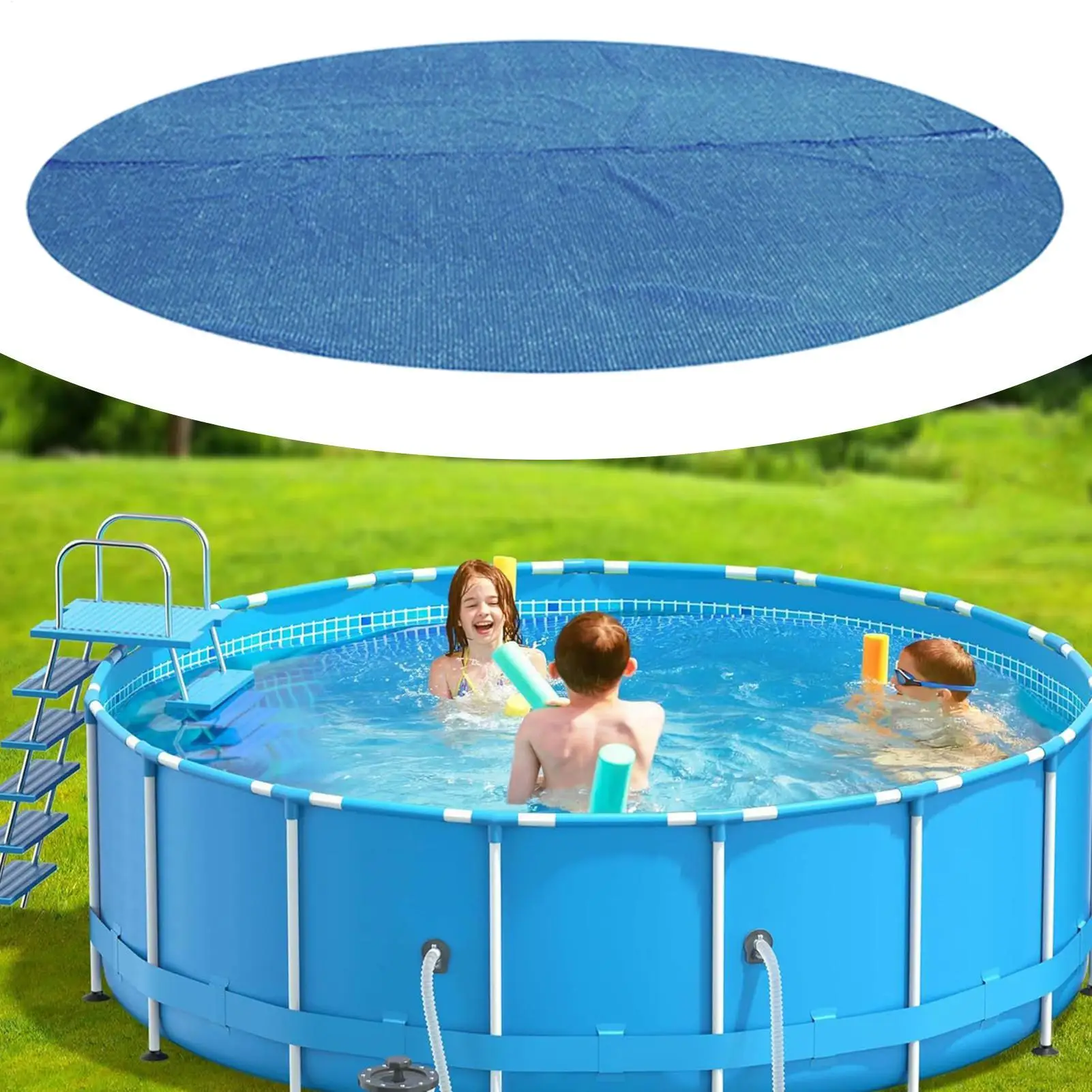Solar Pool Cover for 6ft 8ft Round Metal Frame Pools Weatherproof Heavy Duty Thermal Blanket Portable Swimming Pond Accessories