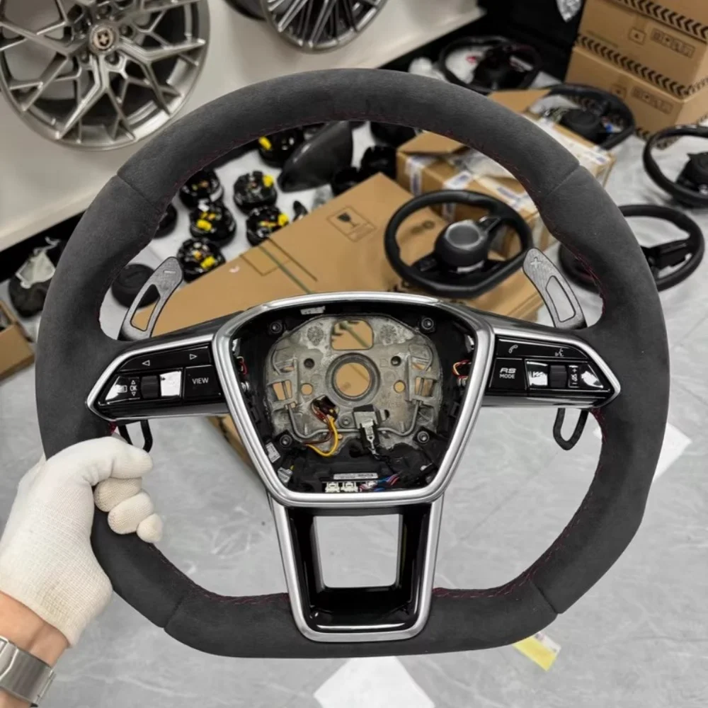 

Upgrading Suede Flat Bottom Steering Wheel A7 C8 2019-2025 Upgrade S6 S7 RS6 RS7 Customize Steering Wheel For Audi A6