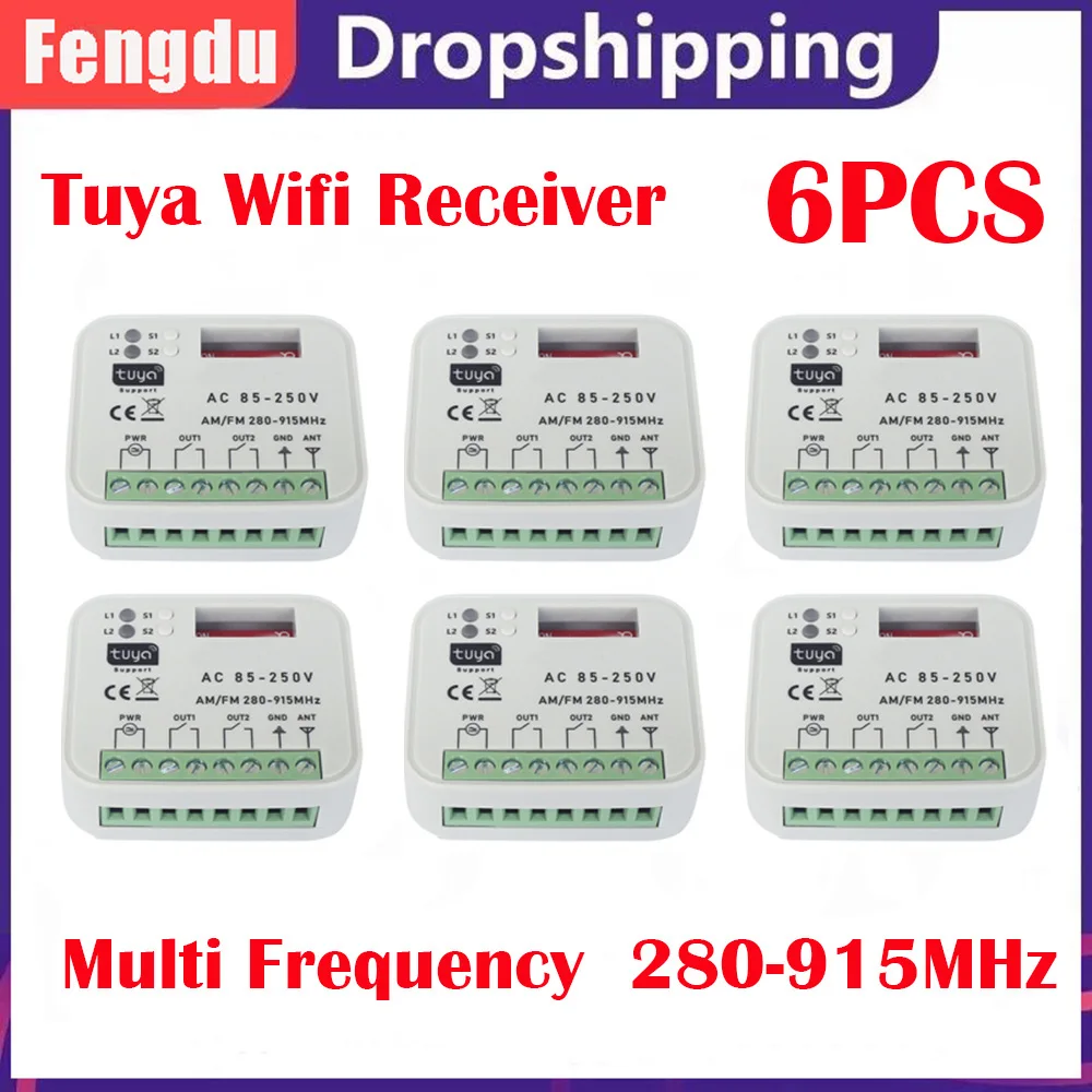 

Universal 2-Channel 6PCS Gate Receiver Multi Frequency 280-915MHz Rolling&Fixed Code Receiver Remote Control Gate Opener