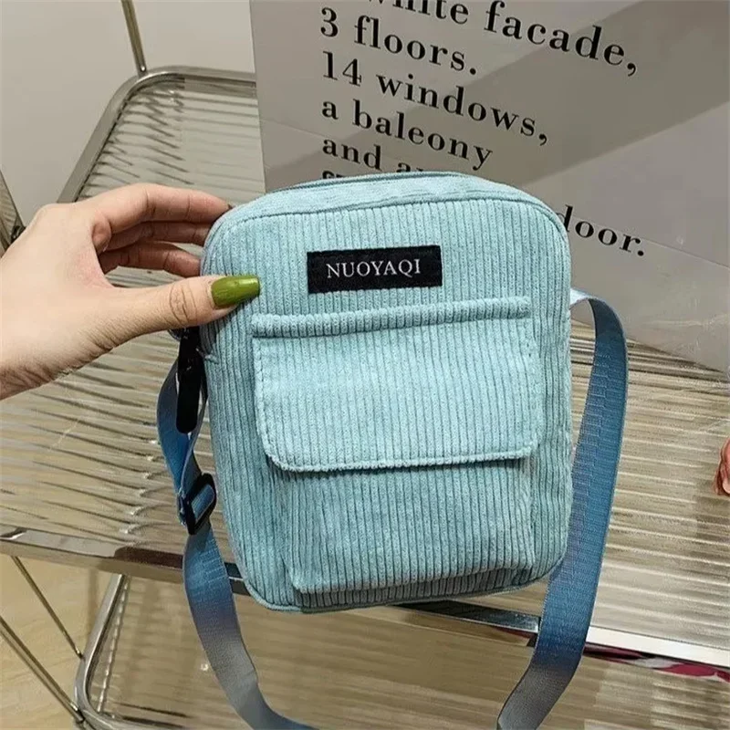 

Women Corduroy Shoulder Bags Striped Cloth Fabric Handbags Casual Zip Tote Canvas Crossbody Bag Cute Shopping Bag for Ladies