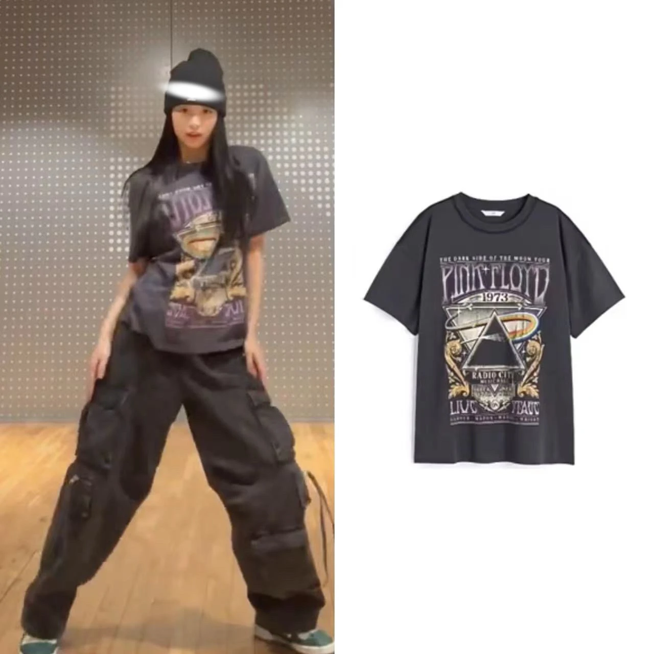

Babymonster Ahyeon Deep Grey T-Shirt Top Denim Pocket Dance Performance Clothing Women's Fashion Spring 2026