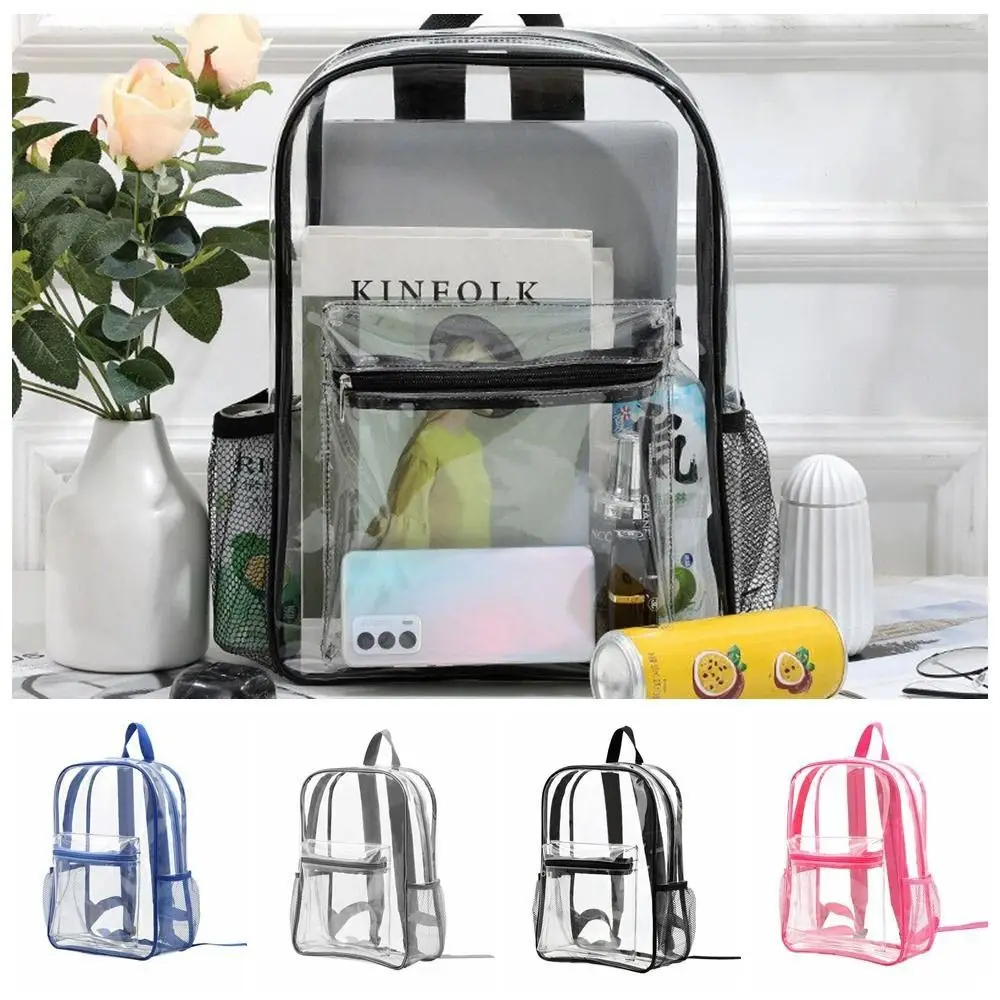 

Visible Transparent Backpack Fashion Waterproof Large Capacity Transparent School Bag Soft Handle Knapsack Pvc Backpack Fitness