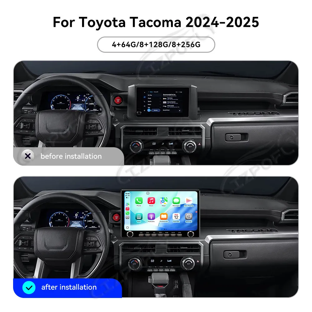 

Lizpofly Upgrade 14.6" Car Radio For Toyota Tacoma & 4Runner 2024–2025 with Wireless Carplay&Android Auto, Touchscreen & GPS Nav