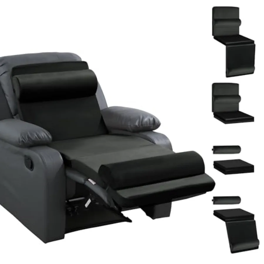 

Подушка-трансформер 5-в-1 для кресла-реклайнера для пожилых людей: подушка для поясницы, подушка для ног, регулируемая полукруглая подушка для шеи и подставка для ног из пены.