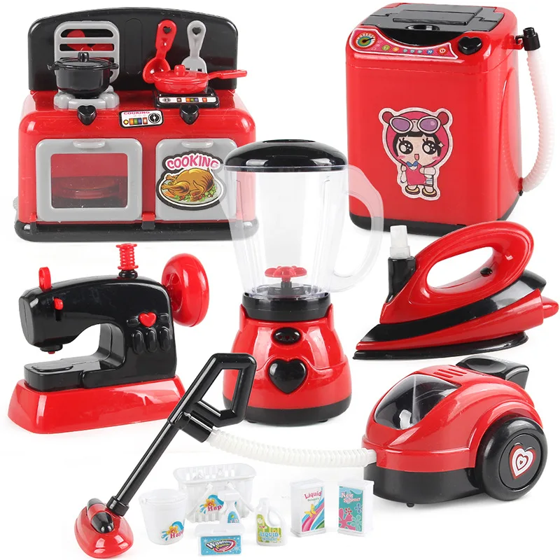 Bonito electrodoméstico para niños, casa de juegos, accesorios de juguete, simulación de cocina eléctrica, refrigerador, lavadora, exprimidor, juguete para regalo
