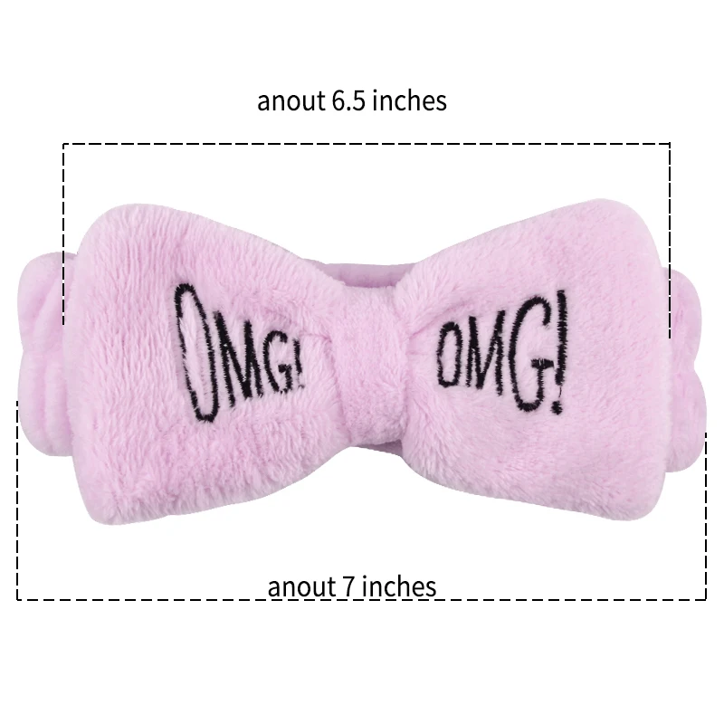 Coral Fleece OMG Letters Headband Plush Washing Face Hairband For Women Makeup Girls Bow Spa Headwear Popular Hair Accessories