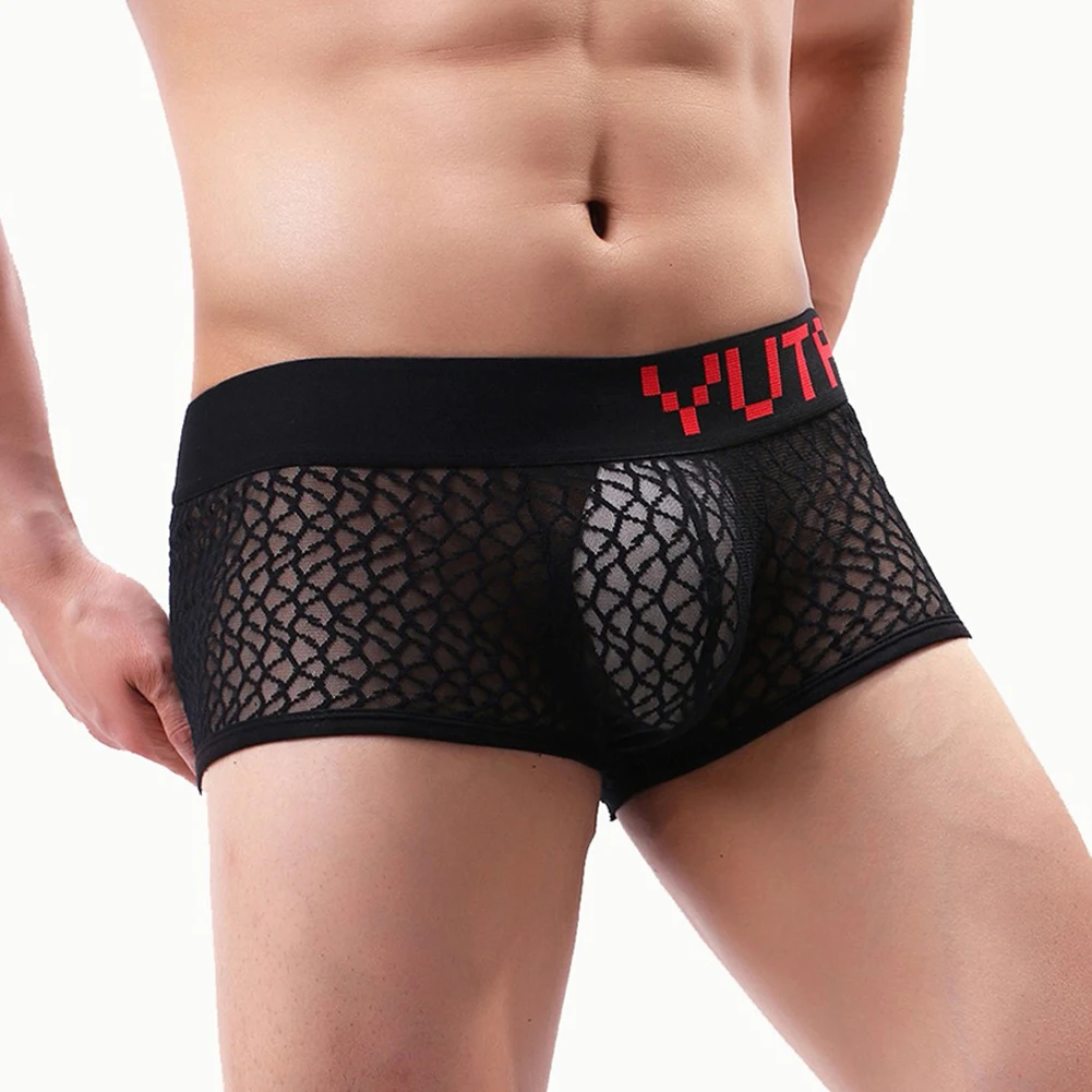 Breathable Men's Sheer Soft Shorts Gstring Underwear Low Rise Briefs Panties M~XL Sizes Diverse Color Selections