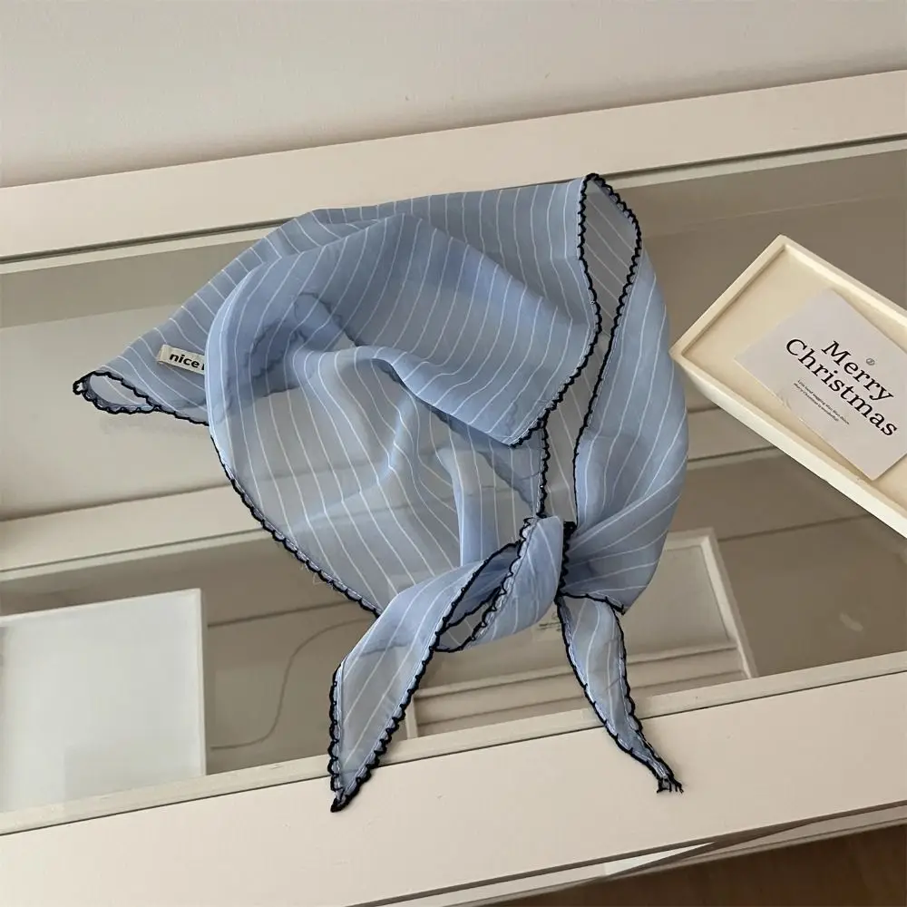 Halstuch Süßes Polka-Dot-Stirnband Turban Koreanischer Frischer Kleiner Schal Gestreiftes Dünnes Dreieckiges Haarband Urlaub