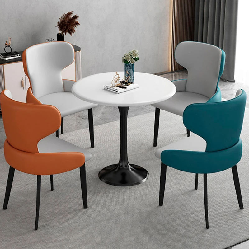 

Italian Style Leather Dining Chairs for Kitchen Modern Make Up Office Chair Furniture Living Room Leisure Manicure Gamer Seats