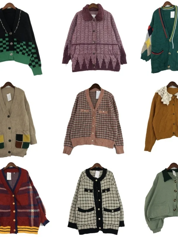 Cardigan de malha pequeno vintage agasalhos ex lã retrô versátil suéter de inverno V-Ne Long Sve Regular Fit Umidade...