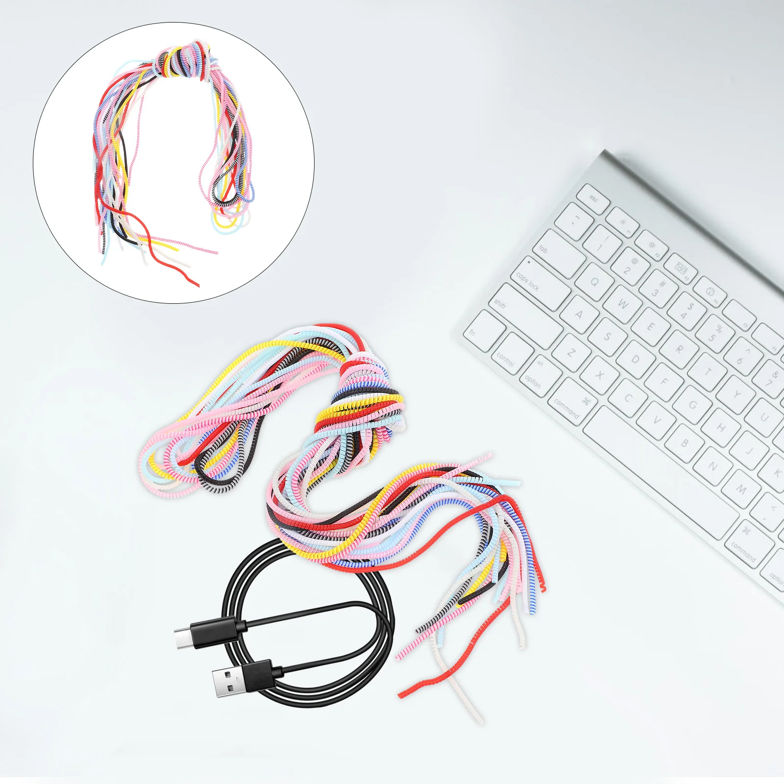 

12pcs Spiral Cable Protector Data Line Organizer Wrap Sleeve Cord Management Tool Wire Hider Cable Saver Flexible Wire Sleeve