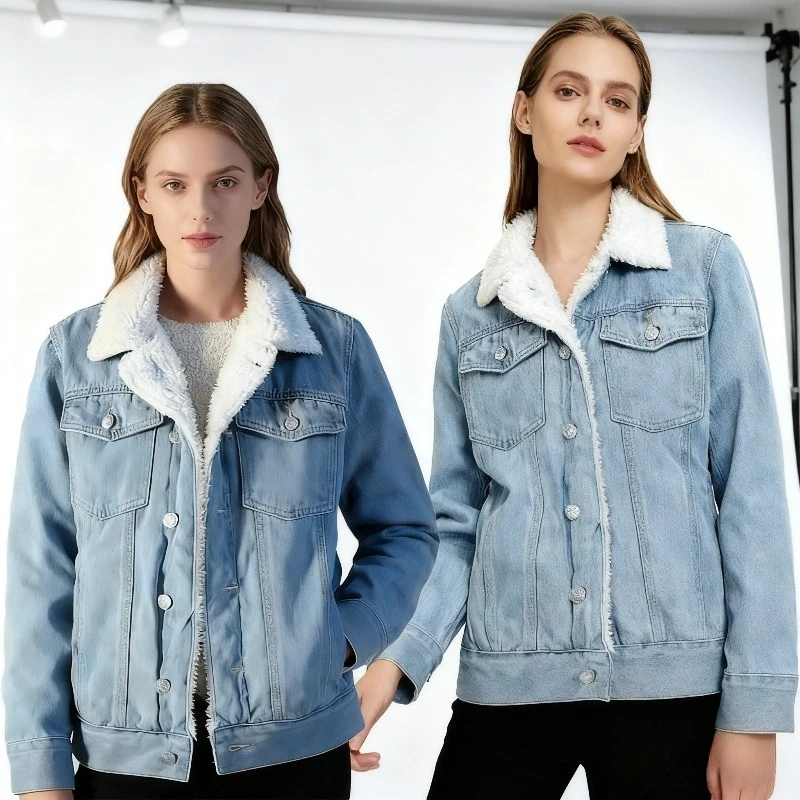 

2025 Winter Fleece-lined Thickened Denim Jacket Men's Korean Trendy Loose Fit Top Japanese Style Jacket For Men